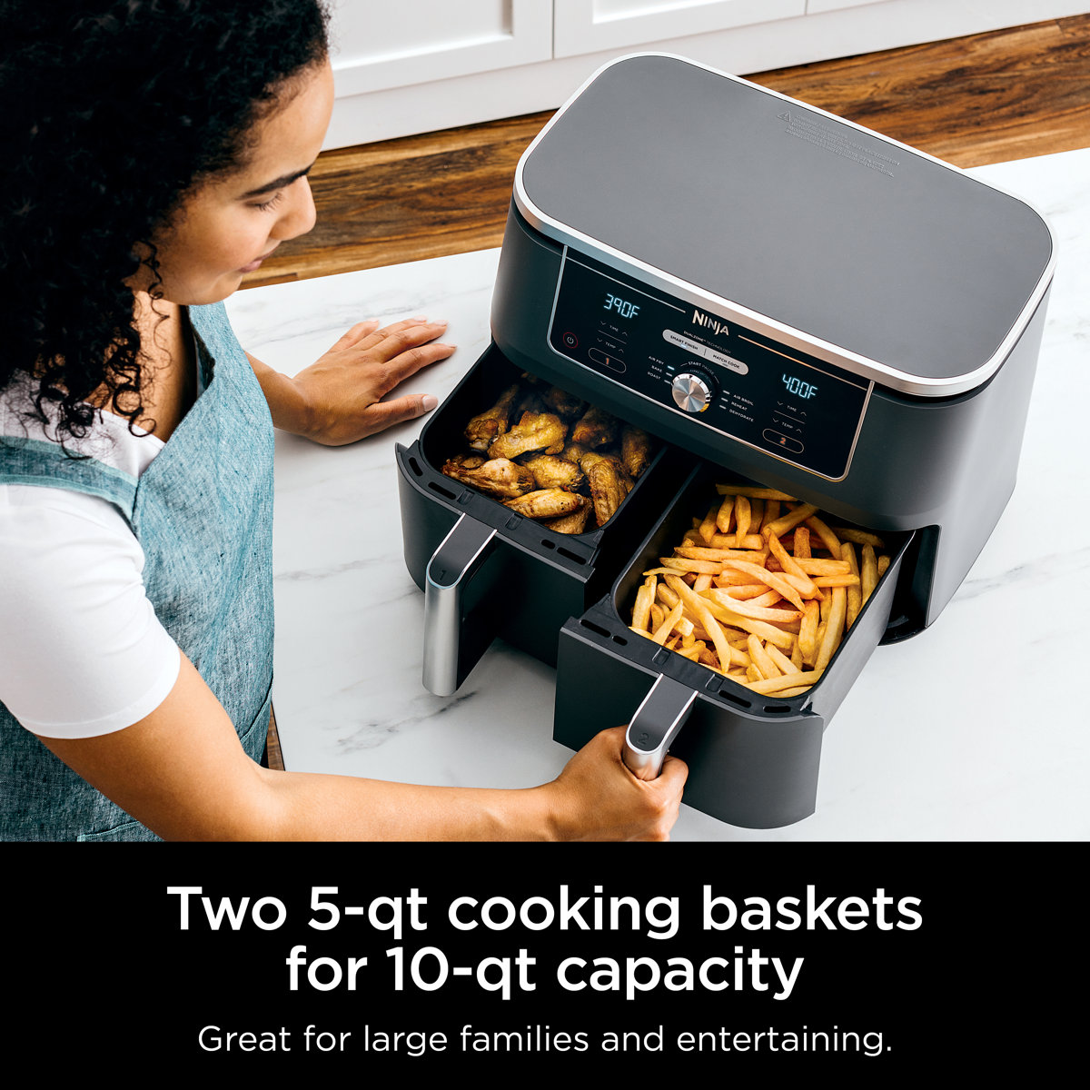 Ninja® Foodi® 6-in-1 10-Quart XL 2-Basket Air Fryer with DualZone Technology